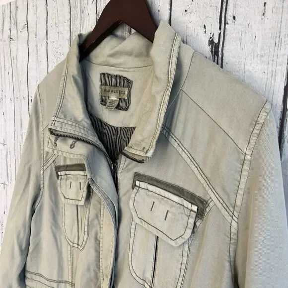 Marrakech Anthropologie Womens Utility Cargo Jacket Size L Green Grunge Lyocell - Picture 3 of 14